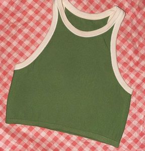 Olive Green Ribbed Tank Top