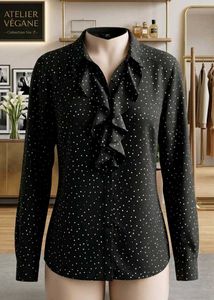 Ruffled Polka Dot Blouse – Elegant Retro Charm