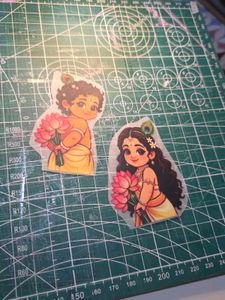 Cute Krishna & Radha Iron-On Stickers