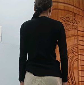 Elegant Black Embellished Sweater