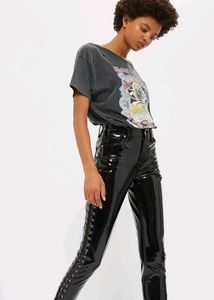 TOPSHOP MOTO Lace-Up Vinyl Pants