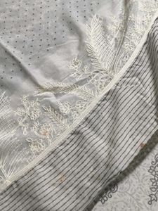 Light Blue Lucknawi Chikankari Dupatta with Tassel