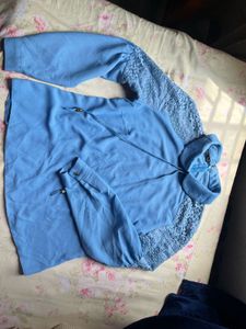 Blue Lace Sleeve Top