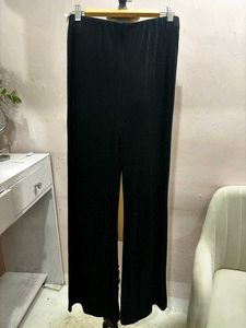 Women Striped Black Formal Pant