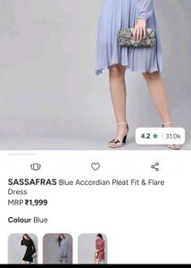 Chic Blue Pleated Fit &amp; Flare Dress