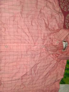 Men's Pink Checkered Long Sleeve Shirt