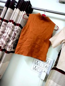 Solid Orange Sleeveless top