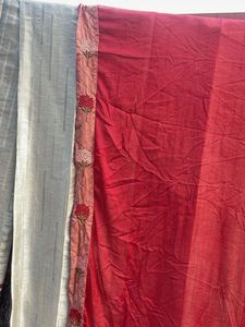 Red Silk Saree with Embellished Border