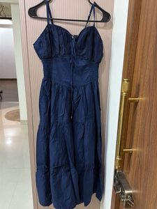 Navy Blue Tiered Midi Dress