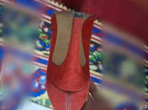 Vibrant Red Suede Bow Pumps