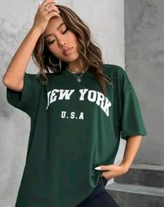 Oversized Dark Green Graphic T-S