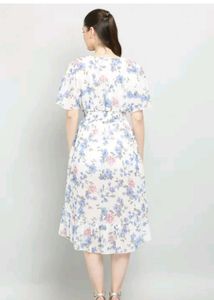 Women Chic Floral Print High-Low Dress