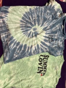 Combo Of Tie-Dye Graphic Tee For Girls