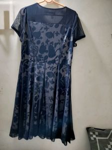 Elegant Navy Blue Floral Dress