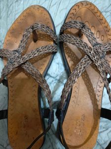 Braided Strap Brown Sandals