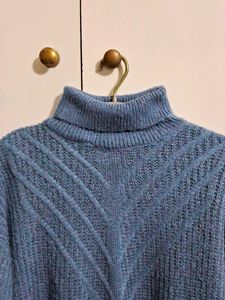 Soft Blue Turtle Neck Oversized Sweater