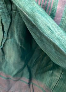 Turquoise &amp; Lavender Striped Saree