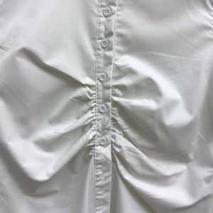 Chic White Ruched Long Sleeve Shirt