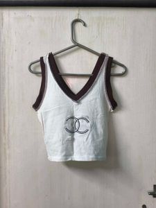 Stylish White Tank Top with Chanel Logo
