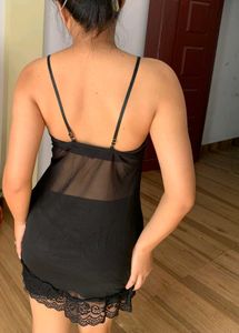 Elegant Black Lace Nightgown