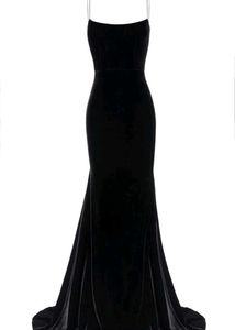 Elegant Black Velvet Evening Gown