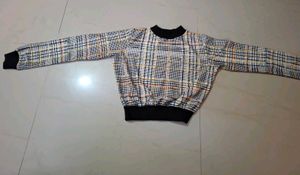 Checkered Long Sleeve Cropped Top