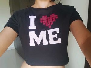 I Love Me Black Crop Top
