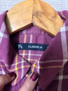 Maroon Plaid Button-Up Shirt