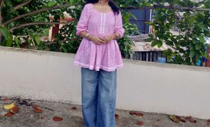 Libas Pink Printed Peplum Kurta