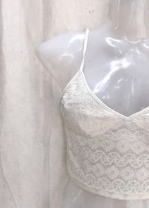 White Lace Camisole Crop Top