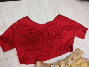 Red Blouse &amp; Sequined Skirt Set