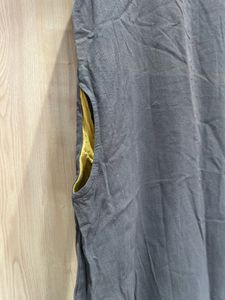 Dark Grey Kurta with Yellow Accent