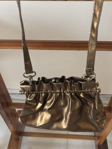 Metallic copper Ruched Clutch Bag