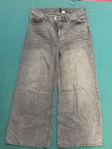 Wide Leg Grey Denim Jeans