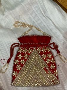 Red Beaded Potli Bag
