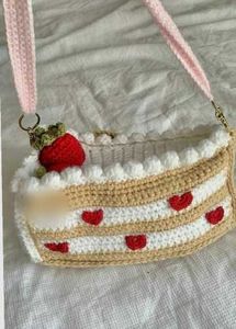 Crocheted Cake Slice Crossbody Bag