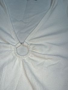 White Ring Detail Crop Top