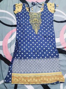 blue yellow kurta set