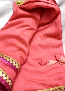 pink Rajasthani Ghota patti Saree With Stich Blou
