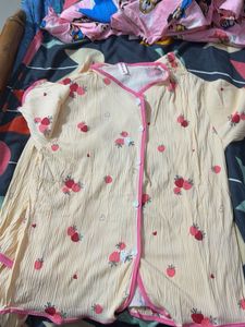 Cute Strawberry Print Pajama Top 3 piece free size