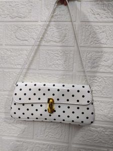 Savana White Polka Dot Shoulder Bag