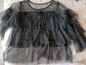 Stylish Black Layered net Top