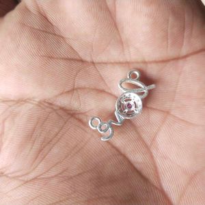 Pure Silver Love Pendant with Pink Stones