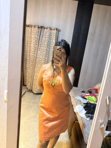 Peach Embellished Sleeveless Dress❤️🦋