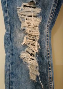 Women's Distressed Blue Jeans