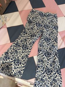 Chic Blue Floral Peplum Top &amp; Palazzo Set