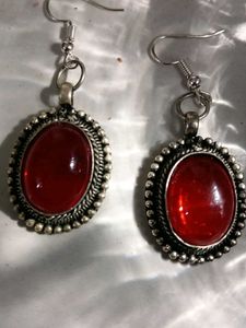 Red Gemstone Drop Earrings