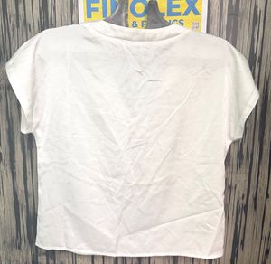 Elegant White V-Neck Short Sleeve Top