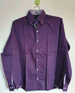 PURPLE SHIRT FOR MENS WITH WHITE DOTTED DESING