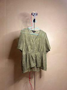 Chic Green Lace Peplum Top